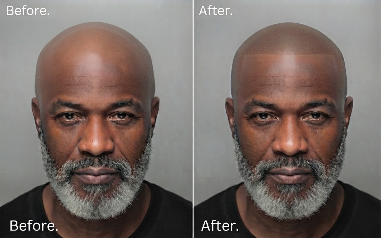 Before and after scalp micropigmentation treatment