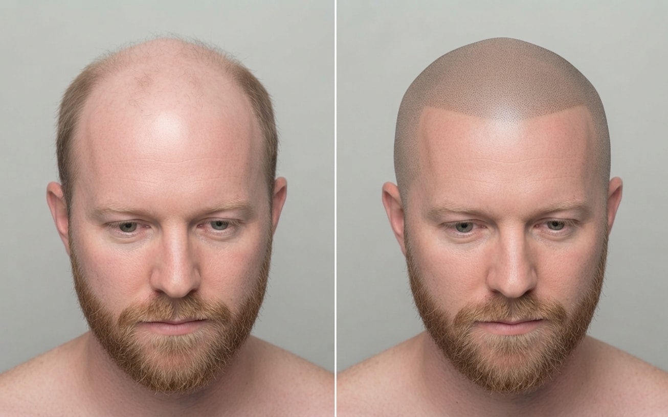 Before and after scalp micropigmentation treatment